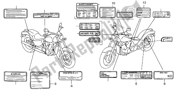 Tutte le parti per il Etichetta Di Avvertenza del Honda VT 600C 1998