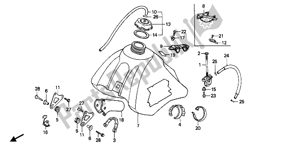 All parts for the Fuel Tank of the Honda XR 600R 1990