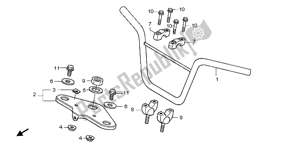 All parts for the Handle Pipe & Top Bridge of the Honda CRF 70F 2009