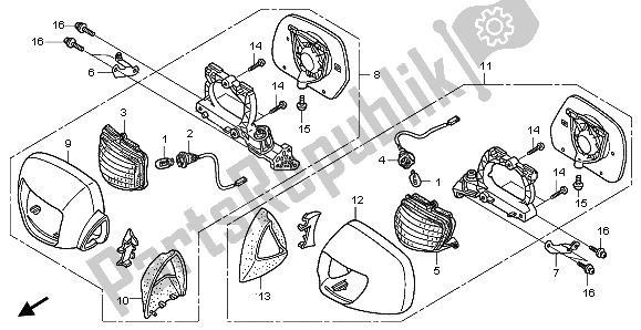 All parts for the Winker Mirror of the Honda GL 1800 2009