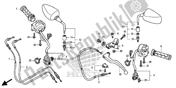 Alle onderdelen voor de Handvat Hendel & Schakelaar & Kabel van de Honda CB 600 FA Hornet 2013