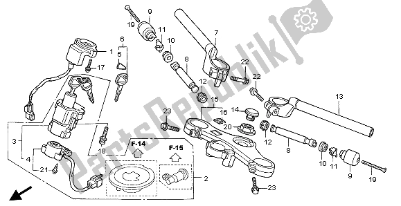 All parts for the Handle Pipe & Top Bridge of the Honda CBR 600F 2006