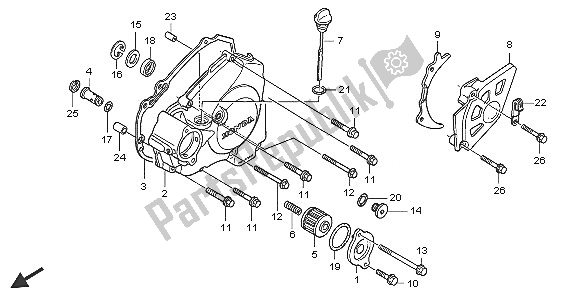 All parts for the L. Crankcase Cover of the Honda CRF 250X 2005