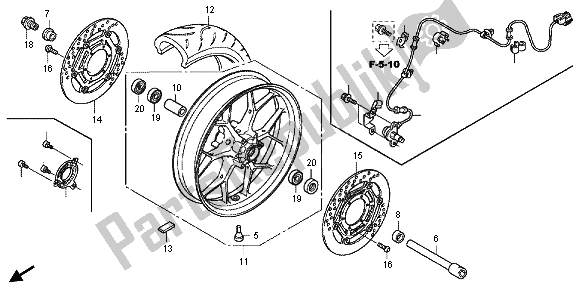 All parts for the Front Wheel of the Honda CBR 1000 RR 2013