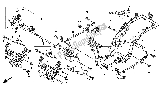 All parts for the Frame Body of the Honda FES 150 2009