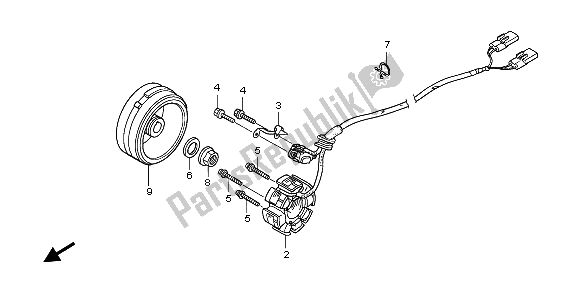 All parts for the Generator of the Honda CRF 250R 2004