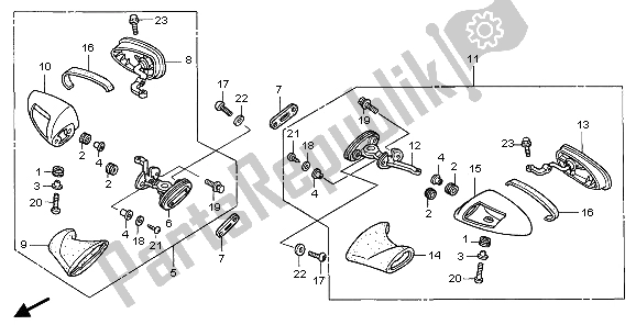 All parts for the Back Mirror of the Honda CBR 1100 XX 2007