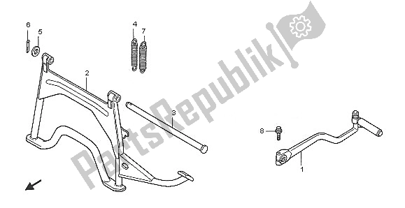 All parts for the Kick Starter Arm & Stand of the Honda SCV 100F 2005