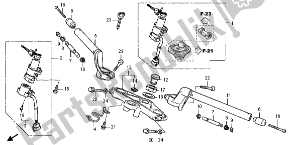 Todas as partes de Lidar Com Tubo E Ponte Superior do Honda CBR 250R 2013