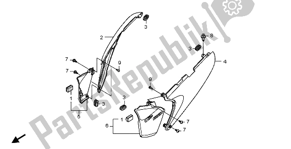 All parts for the Side Cover of the Honda XL 700V Transalp 2009