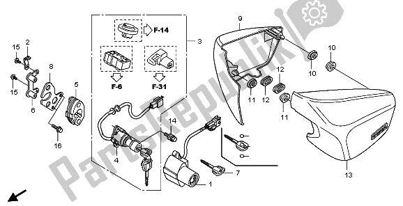 All parts for the Side Cover of the Honda VT 750 CA 2008