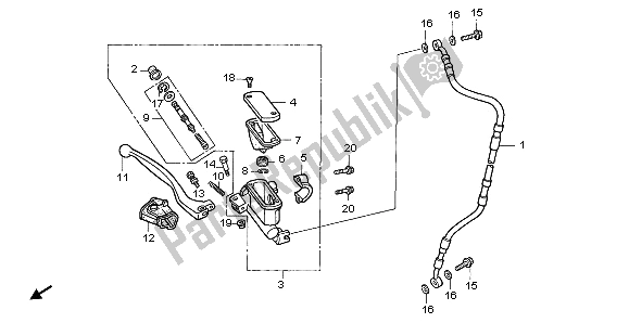 All parts for the Fr. Brake Master Cylinder of the Honda CR 500R 1997