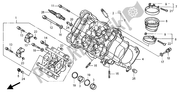 All parts for the Front Cylinder Head of the Honda VFR 800 FI 1998