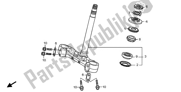 All parts for the Steering Stem of the Honda ST 1300A 2010