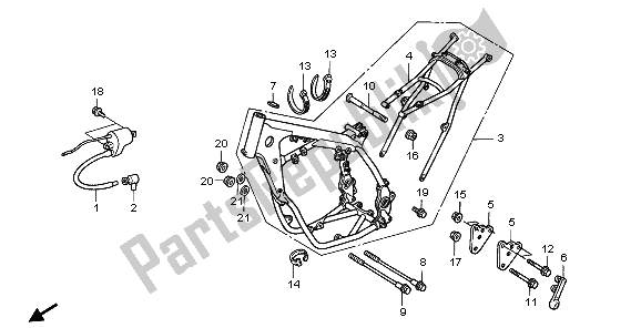 Todas as partes de Corpo Da Moldura do Honda CR 500R 1998