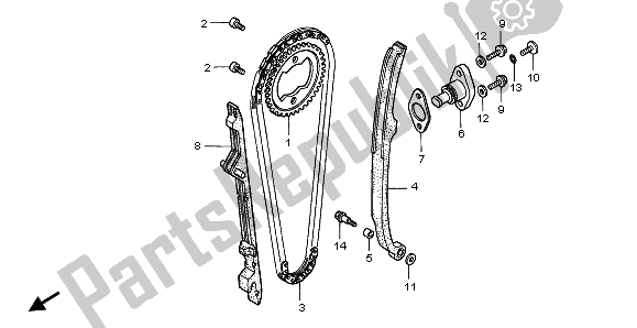 All parts for the Cam Chain & Tensioner of the Honda XR 400R 2002