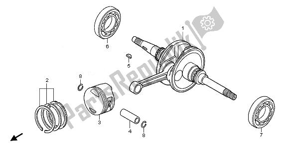 All parts for the Crankshaft & Piston of the Honda SH 125 2011