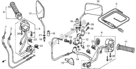 Alle onderdelen voor de Handvat Hendel & Schakelaar & Kabel van de Honda VT 125C 2006