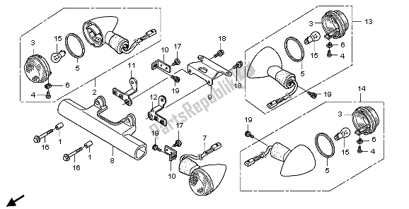 All parts for the Winker of the Honda VT 750C 2009