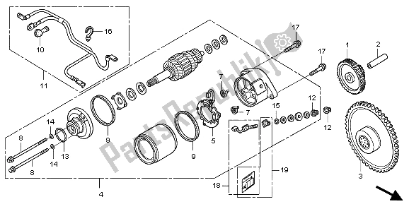 All parts for the Starting Motor of the Honda SH 125 2007