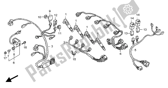 All parts for the Sub Harness of the Honda CBR 600F 2004