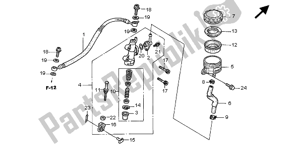 All parts for the Rr. Brake Master Cylinder of the Honda CB 900F Hornet 2005