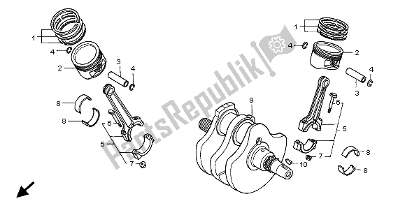 Todas las partes para Cigüeñal Y Pistón de Honda VT 750C 1999