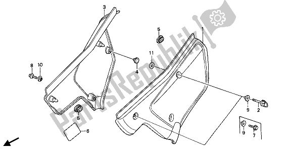 Tutte le parti per il Coperchio Laterale del Honda XR 250R 1989