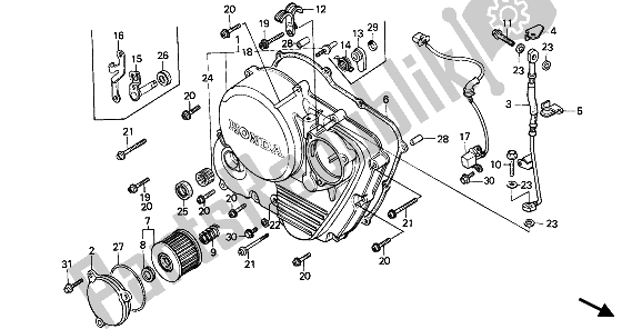 Todas las partes para Tapa Del Cárter Derecho de Honda XBR 500S 1987