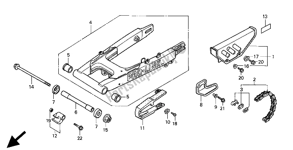 Toutes les pièces pour le Fourche Arrière Et Carter De Chaîne du Honda XR 80R 1994