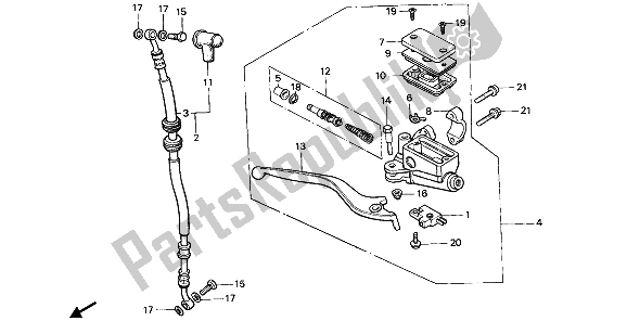 All parts for the Front Brake Master Cylinder of the Honda CMX 450C 1988