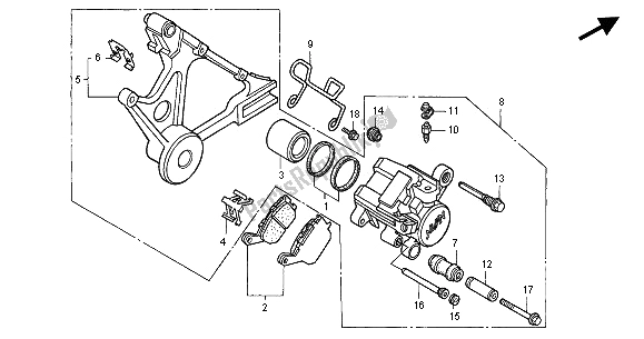 Alle onderdelen voor de Achter Remklauw van de Honda CB 750F2 2001