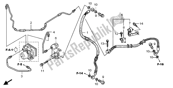 All parts for the Rear Brake Pipe of the Honda FES 125A 2009