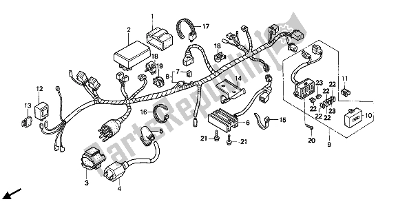 Tutte le parti per il Cablaggio E Bobina Di Accensione del Honda NX 250 1990