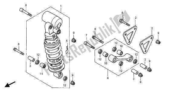 All parts for the Rear Cushion of the Honda CBR 900 RR 2001