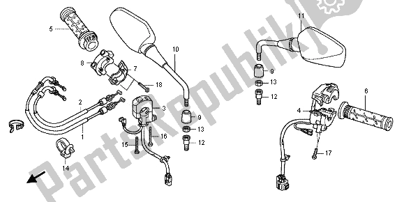 Tutte le parti per il Interruttore E Cavo E Specchio del Honda CB 1000 RA 2012