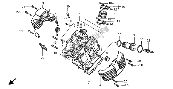 Alle onderdelen voor de Cilinderkop (voorzijde) van de Honda VT 1100C3 1999