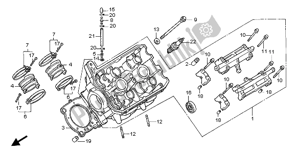 All parts for the Left Cylinder Head of the Honda ST 1100A 1999