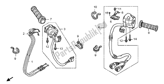 Alle onderdelen voor de Schakelaar & Kabel van de Honda ST 1300 2009