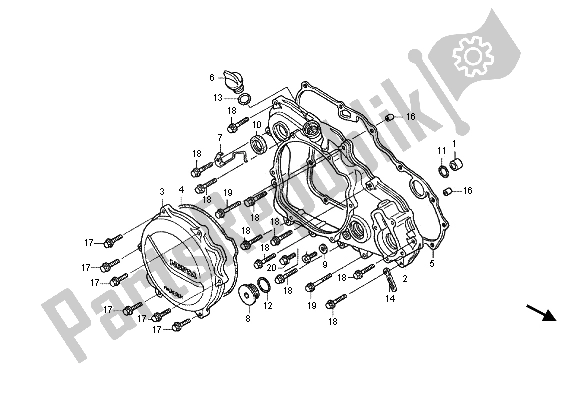 All parts for the R. Crankcase Cover of the Honda CRF 450X 2012