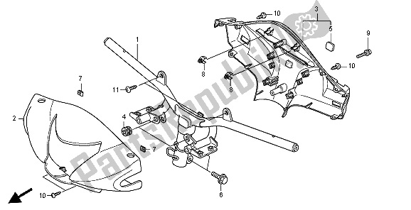 Tutte le parti per il Manico Per Tubo E Coperchio Per Maniglia del Honda SH 300R 2008