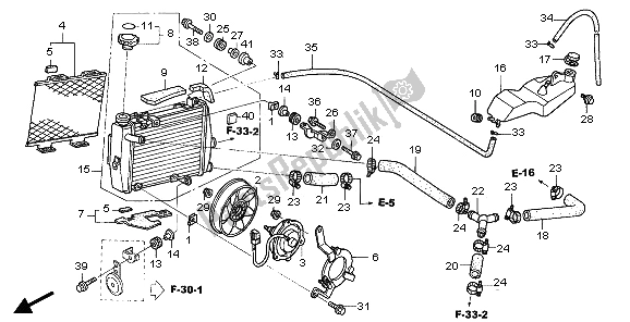 Alle onderdelen voor de Radiator (r.) van de Honda VTR 1000 SP 2006