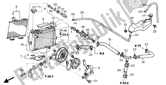 Alle onderdelen voor de Radiator (r.) van de Honda VTR 1000 SP 2006