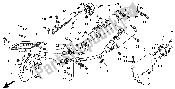 Alle onderdelen voor de Uitlaatdemper van de Honda FMX 650 2005