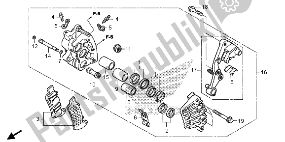 Alle onderdelen voor de R. Remklauw Voor van de Honda GL 1800B 2013