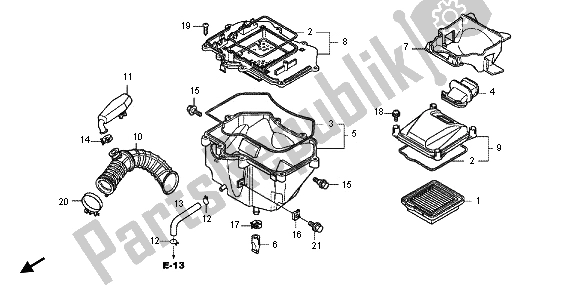 All parts for the Air Cleaner of the Honda CBF 125M 2013