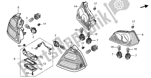 Tutte le parti per il Luce Di Combinazione Posteriore del Honda GL 1800 2009