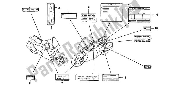 Wszystkie części do Etykieta Ostrzegawcza Honda ST 1100 1996