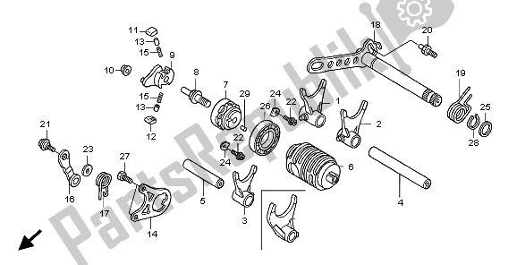 All parts for the Gearshift Drum of the Honda CRF 450R 2009