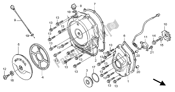 Alle onderdelen voor de Rechter Carterdeksel van de Honda CBR 1100 XX 2002